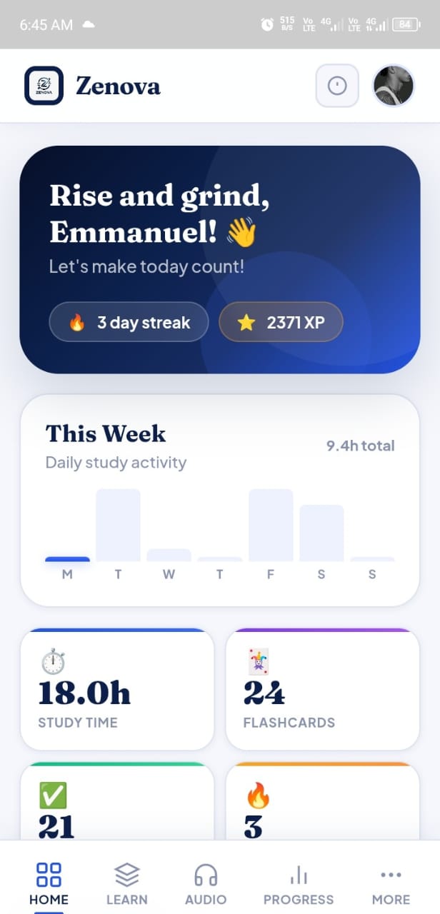 Zenova App Main Screen